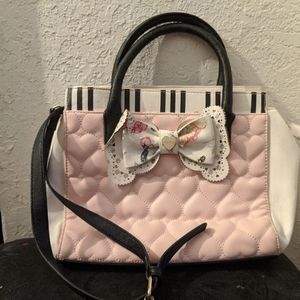 Betsey Johnson heart floral bow purse